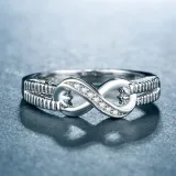 Silver Zircon 8 Word Fashion Jewelry Inlaid Diamond Women Ring