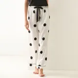 Women 2 Pieces Sleepwear Silk Sling Sleeveless Lace Black Top and Long Pants Pajamas Set
