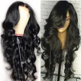 Women Synthetic Long Curly Wavy Hair Wigs Middle Parting Wig