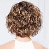 Women Synthetic Wavy Short Curls Hair Wigs Middle Parting Wig