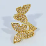 Silver Zircon Butterfly Fashion Jewelry Inlaid Diamond Adjustable Size Women Ring