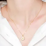 Silver Zircon Chrysanthemum Pendant Chain Jewelry Necklaces Women Rings Jewelry Sets