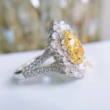 Zircon Yellow Flower Fashion Jewelry Inlaid Diamond Adjustable Size Women Ring