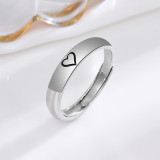 Women Men Couple Ring Adjustable Custom Red And Black Heart Love Cute Pattern Rings
