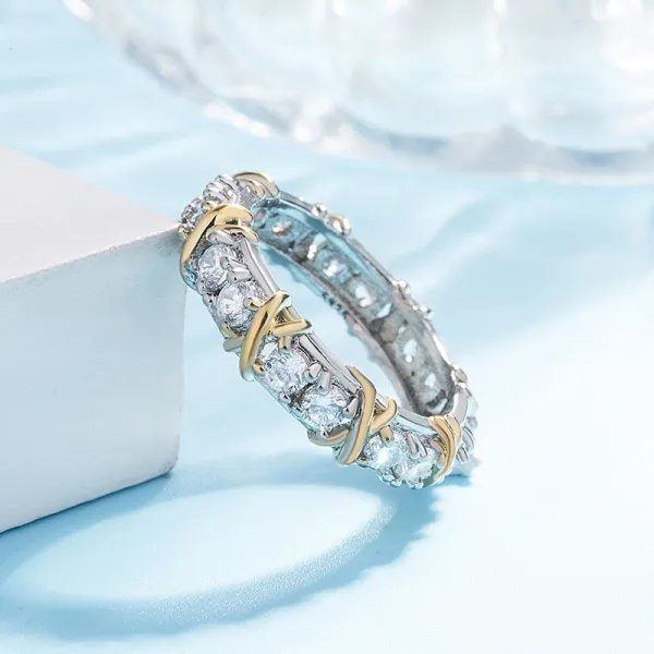 Silver Zircon Tire Fashion Jewelry Hollow Inlaid Diamond Women Ring