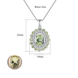 Sterling Silver Solitaire Emerald Cut Olive Emerald Pendant Necklace