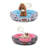 Fannel Canvas Geometric Circular Dog Bed Pet Bed