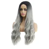 Women Long Wavy Hair Wigs Middle Parting Curly Wig