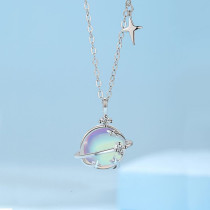 Sterling Silver Planet Gemstone Pendant Necklace