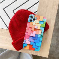 Printed Tetris Pattern Drop Proof Phone Case for iPhone13 12 11 Pro Max