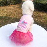 Pet Dog Cloth Little Beauty Bowknot Mesh Dress Puppy Cloth Suit