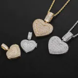 Diy Photo 14K Yellow Gold Heart Shaped Pave Diamond Pendant Necklace