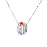 Sterling Silver Transfer Beads Rhinestone Pendant Necklace