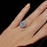 Silver Zircon Water Drop Fashion Jewelry Inlaid Diamond Women Ring