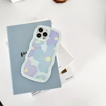 Oil Painting Flower Drop Proof Phone Case for iPhone13 12 11 Pro Max with Flowers Bracelet
