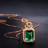 Emerald Clover Pendant Chain Jewelry Necklaces Women Rings Jewelry Sets