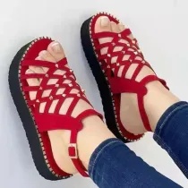 Women Platform Ankle Buckle Hollow Out Cross Leisure Sandalias