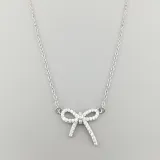 Sterling Silver S925 Necklace Ins Simple Small Fresh Bow Micro Inlaid Diamond Temperament Clavicle Chain