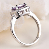 Zircon Purple Fashion Jewelry Inlaid Diamond Adjustable Size Women Ring