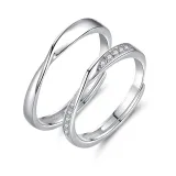 Couples Silver Zircon Fashion Jewelry Inlaid Diamond Adjustable Size Women Ring