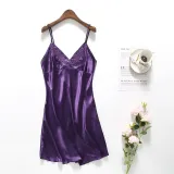 Women Satin Silk Sleep Dress Sling V-Veck Mini Dress Pajamas