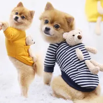 Pet Dog Clothes Cute Pocket Bear Stipes Sweater