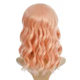 Women Synthetic Short Dye Wavy Hair Wigs Middle Parting Curly Wig