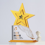 Creative Five-pointed Star VU Type Medal Style Crystal Trophy Optical Award