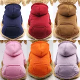 Pet Small Dog Solid Color Hooded Sweatshirt with Pocket Puppy Cloth
