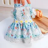 Pet Small Dog Blue Lace Floral Dog Puppy Cloth