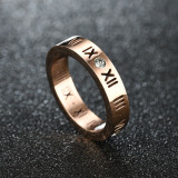 Golden Silver Zircon Roman Numerals Fashion Jewelry Inlaid Diamond Women Ring