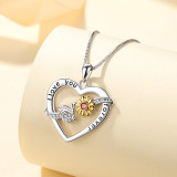 Sterling Silver Heart Sunflower Moissanite Diamonds Pendant Necklace
