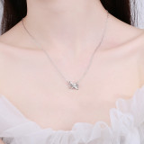 18K White Gold Bowknot Zirconia Diamonds Pendant Necklace