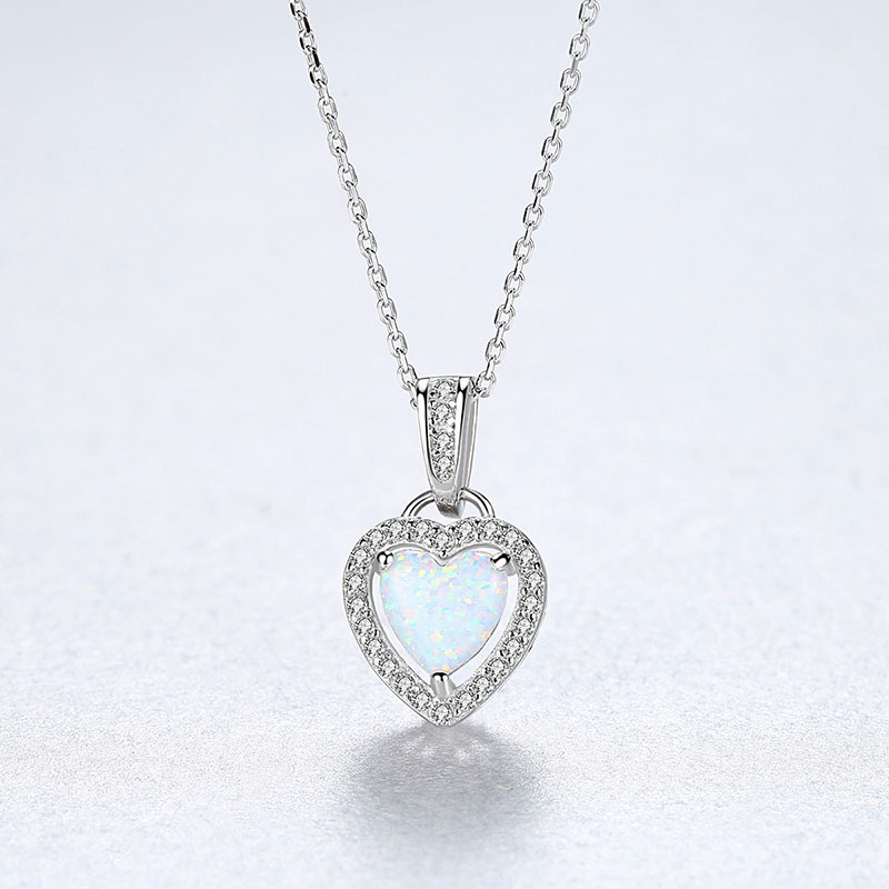 Sterling Silver Heart Gem Pendant Necklace