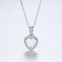 Sterling Silver Heart Gem Pendant Necklace