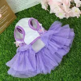 Pet Small Dog Poodle Sequin Mesh Laced Dress Puppy Cloth