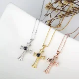 Cross Style Cat Dog Paw Love Heart Simple Round Necklace Gift Projection Photo Customize Necklace