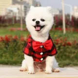 Pet Dog Cloth Lattice Bow Tie Prince Puppy Cloth