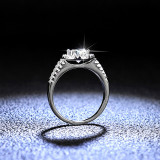 Sterling Silver Round Cut Semi Pave Solitaire Moissanite Rings