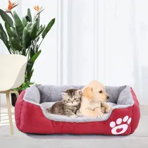 Printed PAW Flannel Dog Kennel Pet Nest