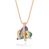 18K Rose Gold Colourful Heart Gemstone Pendant Necklace