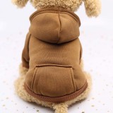 Pet Small Dog Solid Color Hooded Sweatshirt with Pocket Puppy Cloth