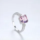 10K White Gold Princess Cut Solitaire Pink Moissanite Rings