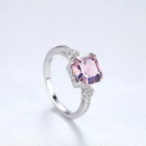 10K White Gold Princess Cut Solitaire Pink Moissanite Rings