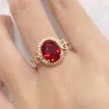 Red Zircon Fashion Jewelry Inlaid Diamond Adjustable Size Women Ring