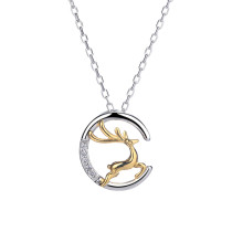 Sterling Silver Elk Pendant Necklace