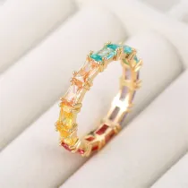 Rainbow Zircon Fashion Jewelry Inlaid Diamond Women Ring