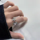 Hollow Out Exaggerated Plain Finger Ring Classic Vintage Handmade Flower Ring