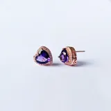 Purple Jewel Heart Pendant Chain Jewelry Necklaces Women Rings Jewelry Sets
