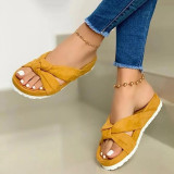 Fabric Bow Knot Platform Sandals Slip On Open Toe Slippers